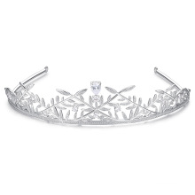 Olive Branch Shape Crown Tiara Clear CZ Stone Hair Pins Hair Accessories